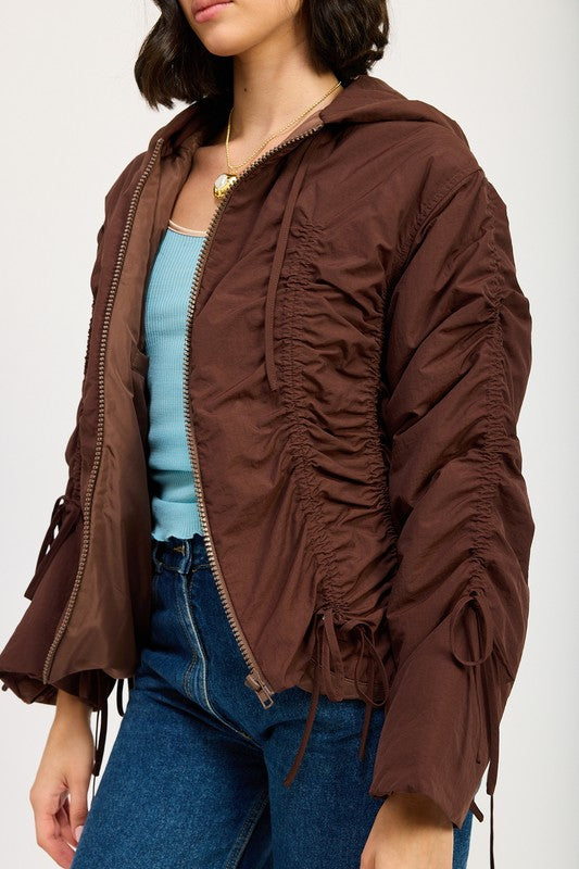 RUCHED PUFF JACKET | Jackets Daverri Fashions