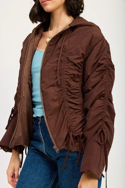 RUCHED PUFF JACKET - DAVERRI FASHIONS