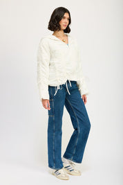 RUCHED PUFF JACKET | Jackets Daverri Fashions