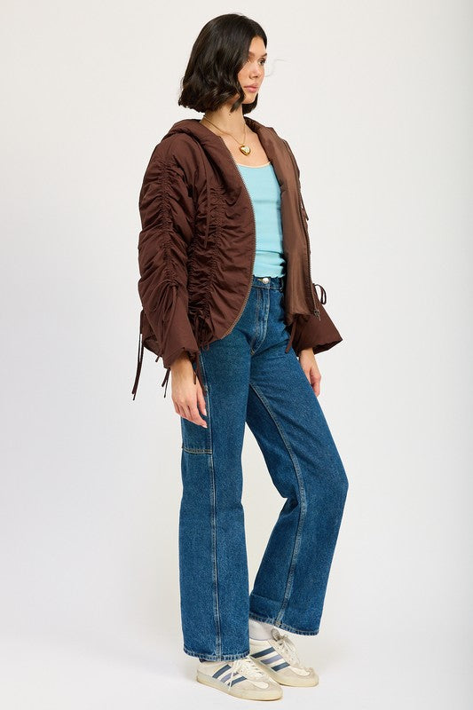 RUCHED PUFF JACKET | Jackets Daverri Fashions