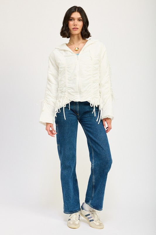 RUCHED PUFF JACKET | Jackets Daverri Fashions