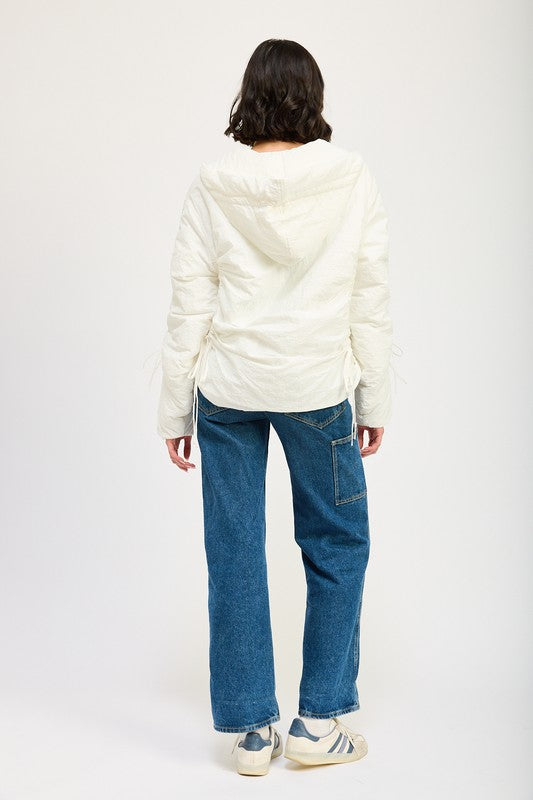 RUCHED PUFF JACKET | Jackets Daverri Fashions