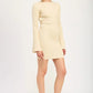 LONG SLEEVE MINI DRESS WITH BACK CUTOUT - DAVERRI FASHIONS