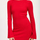 LONG SLEEVE MINI DRESS WITH BACK CUTOUT - DAVERRI FASHIONS