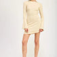 LONG SLEEVE MINI DRESS WITH BACK CUTOUT - DAVERRI FASHIONS