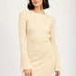 LONG SLEEVE MINI DRESS WITH BACK CUTOUT - DAVERRI FASHIONS