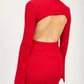 LONG SLEEVE MINI DRESS WITH BACK CUTOUT - DAVERRI FASHIONS