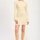 LONG SLEEVE MINI DRESS WITH BACK CUTOUT - DAVERRI FASHIONS