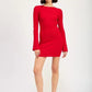 LONG SLEEVE MINI DRESS WITH BACK CUTOUT - DAVERRI FASHIONS