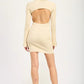 LONG SLEEVE MINI DRESS WITH BACK CUTOUT - DAVERRI FASHIONS