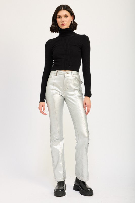 METALLIC FLARED PANTS | Daverri Fashions