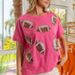 BiBi Game Day Sequins Patched Half Sleeves Top - DAVERRI FASHIONS