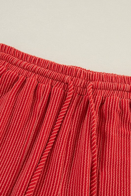 Crinkle Rib JOLLY Pattern Top and Pockets Pants Set | Loungewear Sets Daverri Fashions