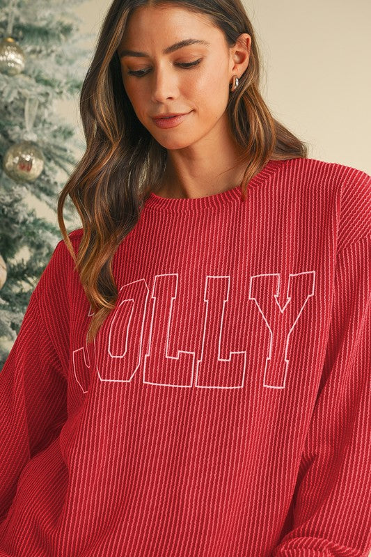 Crinkle Rib JOLLY Pattern Top and Pockets Pants Set | Loungewear Sets Daverri Fashions