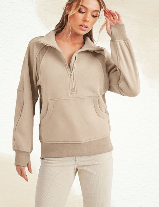 OAT S Long Dove Funnel Neck Half Long Zip | Daverri Fashions