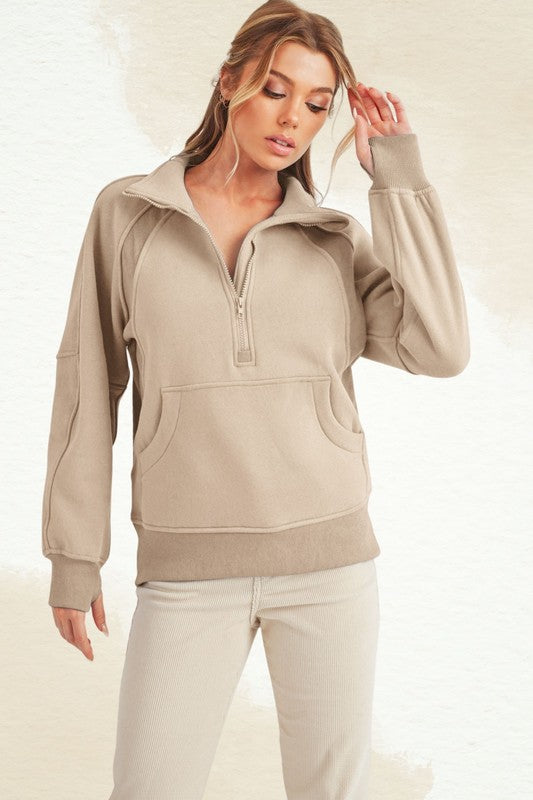 Long Dove Funnel Neck Half Long Zip OAT S