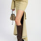 V-WAISTLINE DRAPED MAXI SKIRT WITH SLIT DETAIIL