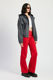 VINTAGE WASHED DENIM ZIP UP HOODIE | Daverri Fashions