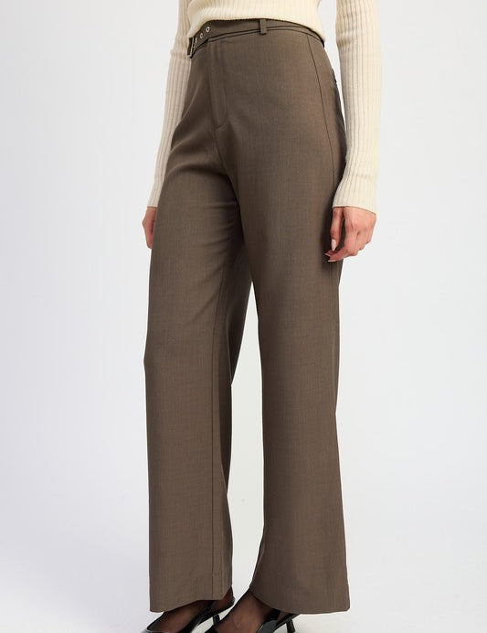 TROUSER PANTS WTIH ADJUSTABLE WAIST BAND BUCKLE | Pants Daverri Fashions