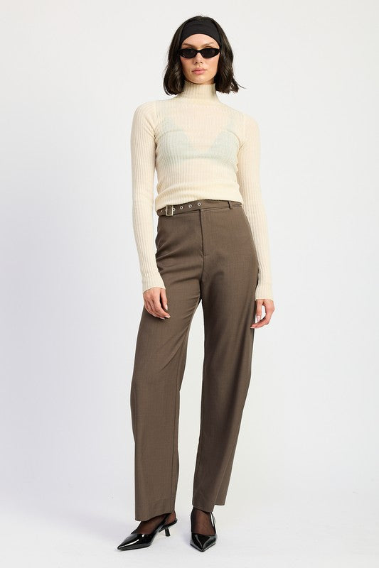 TROUSER PANTS WTIH ADJUSTABLE WAIST BAND BUCKLE | Pants Daverri Fashions