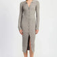 BUTTONED LONG SLEEVE CABLE KNIT DRESS - DAVERRI FASHIONS