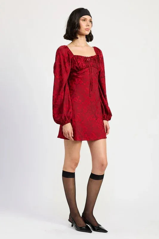 LONG SLEEVE LACE MINI DRESS - DAVERRI FASHIONS