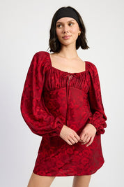 DK RED LONG SLEEVE LACE MINI DRESS | Dresses Daverri Fashions