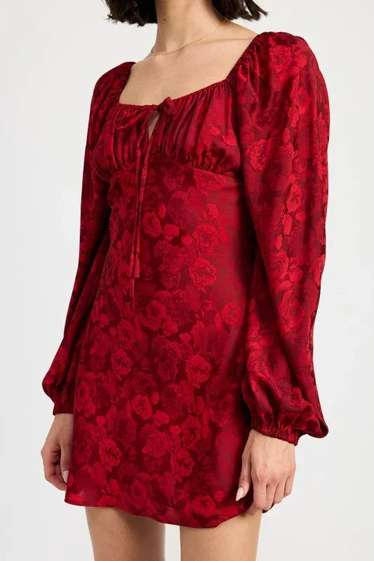 LONG SLEEVE LACE MINI DRESS - DAVERRI FASHIONS