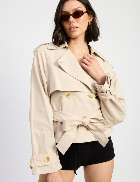 Emory Park Short Trench Style Jacket TAUPE