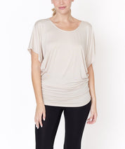 Bamboo U Neck Dolman Sleeve Tunic Top SAND Tops