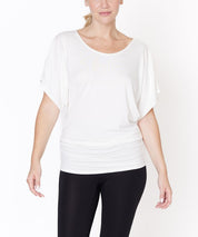 Bamboo U Neck Dolman Sleeve Tunic Top IVORY Tops