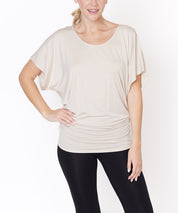 Bamboo U Neck Dolman Sleeve Tunic Top Tops