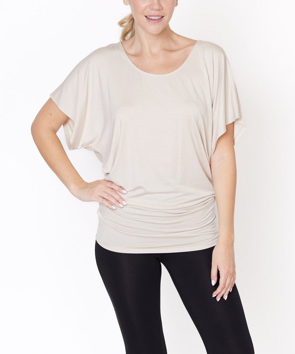 Bamboo U Neck Dolman Sleeve Tunic Top Tops