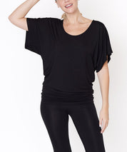 Bamboo U Neck Dolman Sleeve Tunic Top Tops