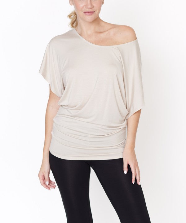 Bamboo U Neck Dolman Sleeve Tunic Top Tops