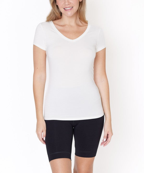 BAMBOO V NECK FITTED TOP