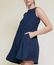 BAMBOO DAYTIME HEPBURN DRESS NEW LENGTH NAVY