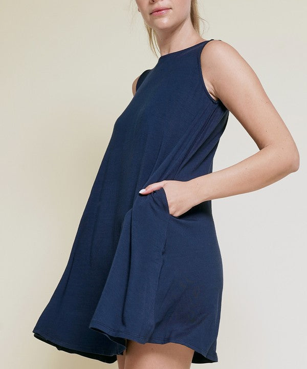 Bamboo Daytime Hepburn Dress NAVY Midi Dresses