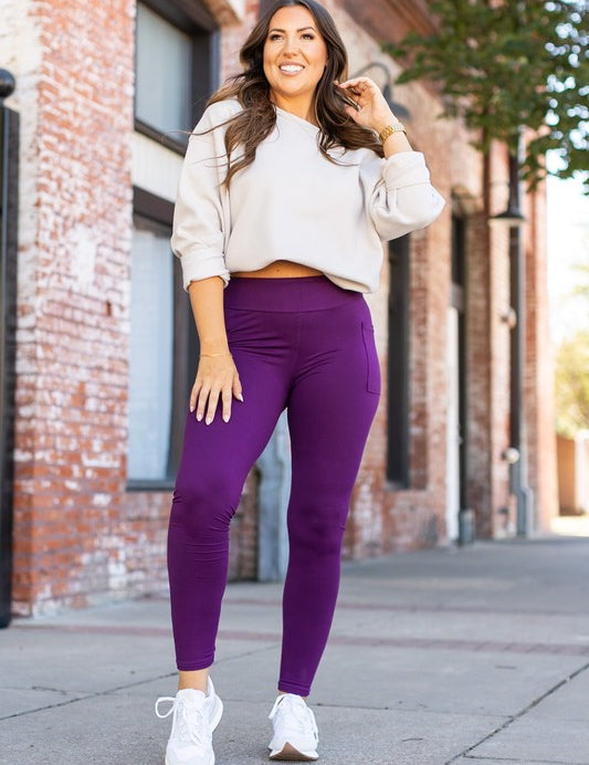 Kinsley Full Length Purple Leggings Purple TC Bottoms