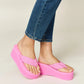 WILD DIVA Open Toe Platform Wedge Sandals PINK Sandals