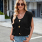 Cropped Sleeveless knit cardigan vest Black Sweaters