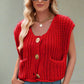 Cropped Sleeveless knit cardigan vest Bright red Sweaters