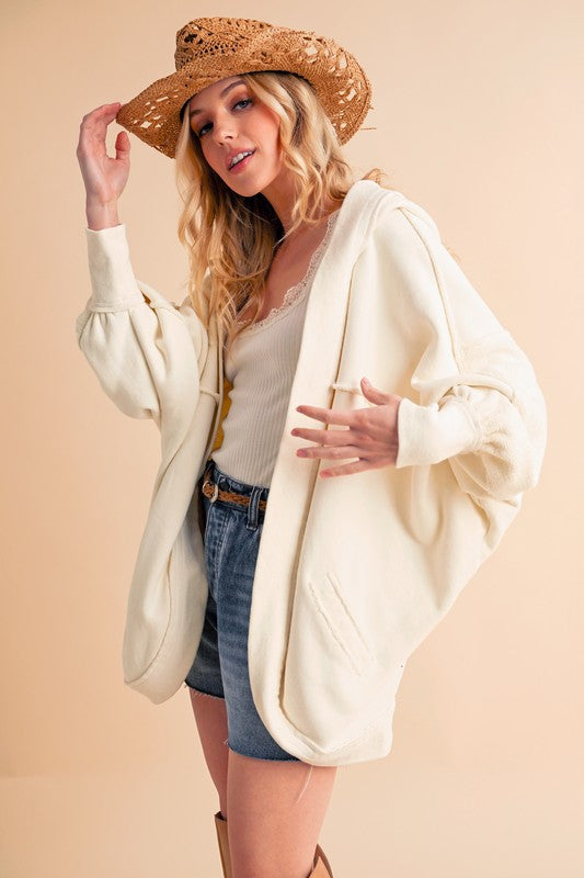 Janely Hooded Oversized Cardigan WHITE Cardigans