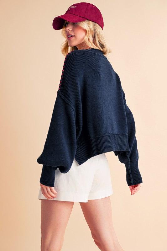 Aemi+Co Cropped USA Sweater Size S Sweaters