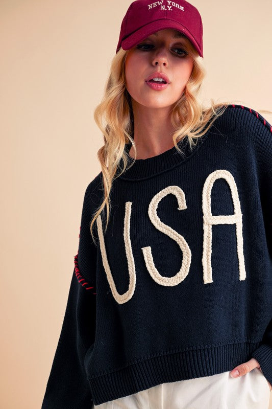 Aemi+Co Cropped USA Sweater Size S Sweaters