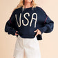 Aemi+Co Cropped USA Sweater Size S NAVY S Sweaters