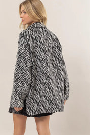 HYFVE Zebra Print Snap Down Long Sleeve Shacket | Shackets Daverri Fashions