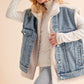 Aemi+Co Sherpa Denim Vest Jacket Denim Vests