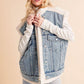 Aemi+Co Sherpa Denim Vest Jacket Denim Vests