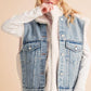 Aemi+Co Sherpa Denim Vest Jacket Denim Vests